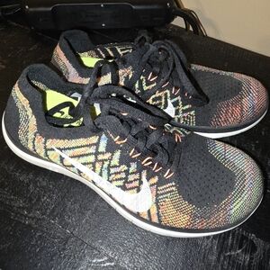 Nike Black and Multicolor Knit Running Shoes